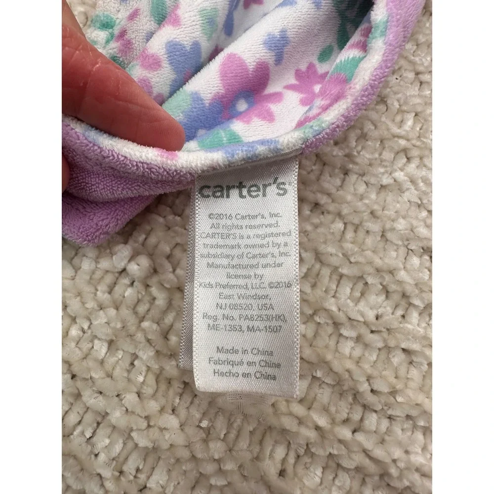 Carters Plush Lovey Blonde Doll Security Blanket Floral Purple Pink Kids 14in‎
